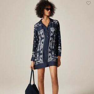 J Crew Relaxed-fit shirt-dress in bandana print CN633 NWT Size 6